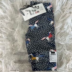 Joules 100% Cotton blue and white polka dot horse leggings.